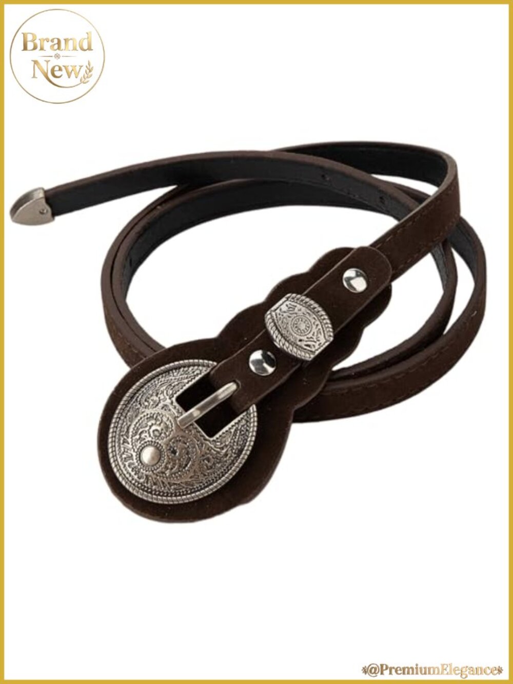 Faux Suede Western Concho Belt Skinny Waistband Boho Country Concert